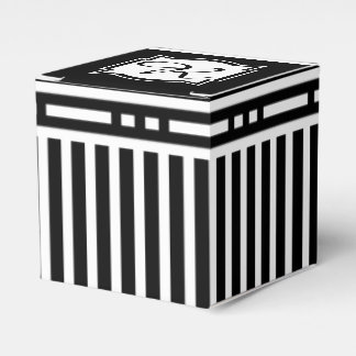 Elegant Monogram R Striped Black and White Favour Box