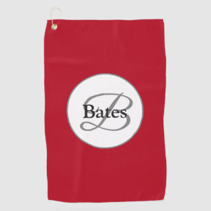 Elegant Monogram Red Golf Towel