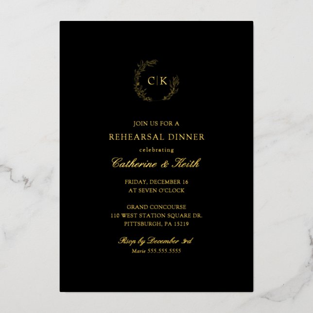 Elegant Monogram Rehearsal Dinner (Front)