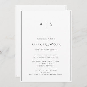 Elegant Monogram Rehearsal Dinner Invitation