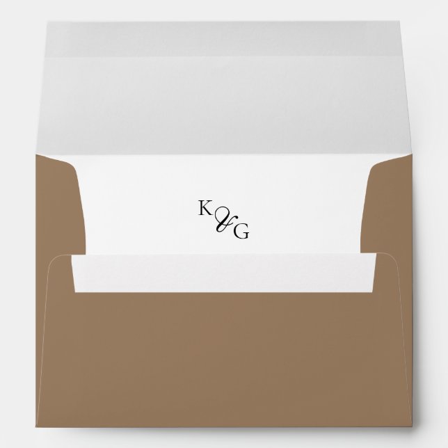 Elegant Monogram Return Address Gold Envelope (Back (Bottom))