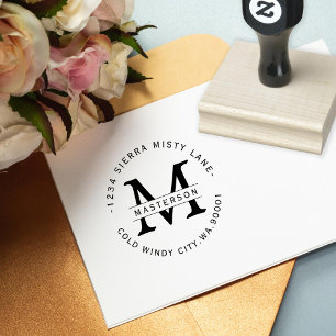Elegant Monogram Return Address Rubber Stamp