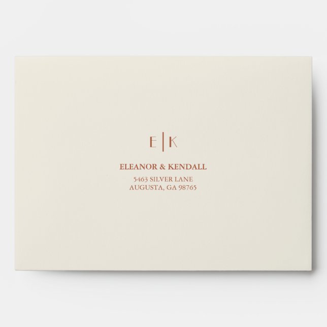 Elegant Monogram Return Address Wedding Envelope (Front)
