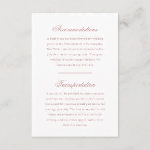 Elegant Monogram Rose Blush Script Wedding Hotel Enclosure Card