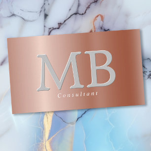 Elegant Monogram Rose Gold & Brushed Silver Vs2 Business Card