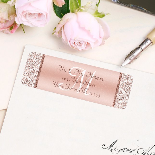 Elegant Monogram Rose Gold Damask Wedding (Creator Uploaded)