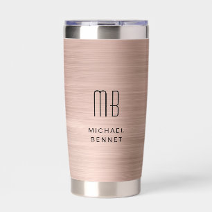 Elegant Monogram Rose Gold Insulated Tumbler