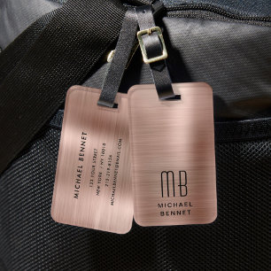 Elegant Monogram Rose Gold Luggage Tag