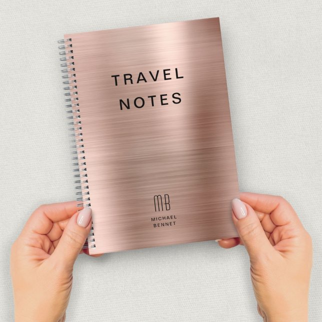 Elegant Monogram Rose Gold Travel Notebook (Elegant Monogram Rose Gold Travel Notebook)