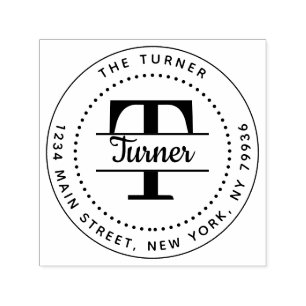Elegant Monogram Round Return Address Self-inking Stamp