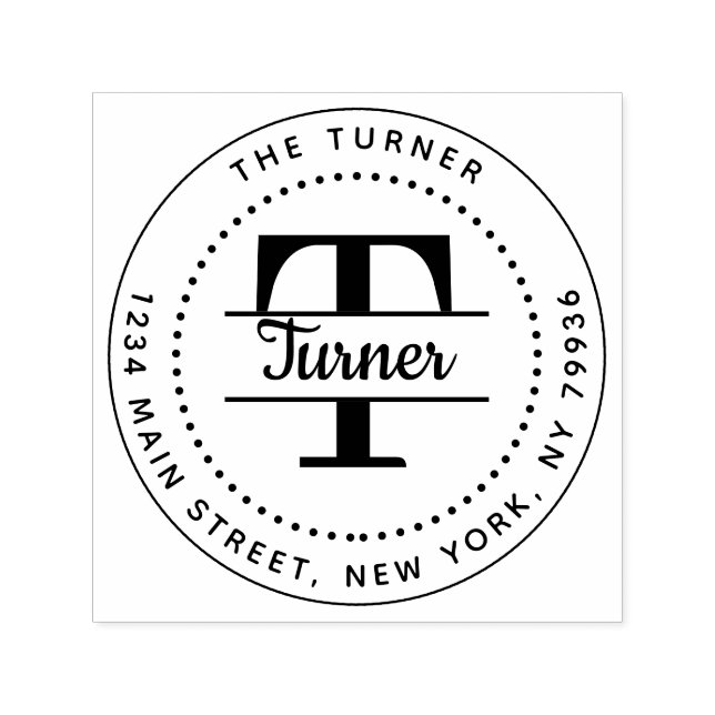 Elegant Monogram Round Return Address Self-inking Stamp (Design)
