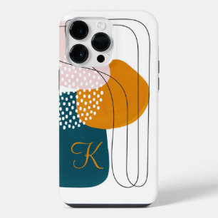 Elegant Monogram Rustic Abstract Boho Art iPhone 14 Pro Max Case