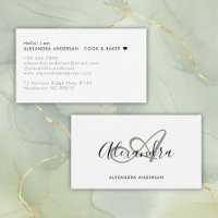Elegant Monogram Sage Green Black Script Name