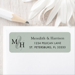 Elegant Monogram Sage Wedding Return Address