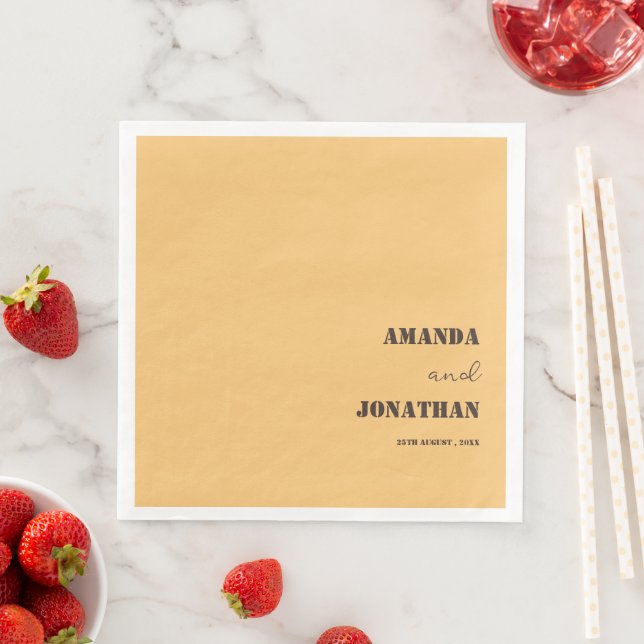 Elegant Monogram Sand Yellow Wedding  Napkin (Insitu)