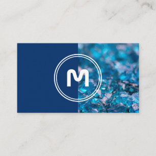 Elegant monogram sapphire two tone blue crystals b business card