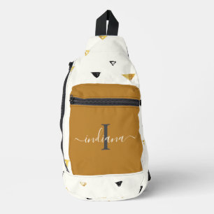 Elegant Monogram Script Abstract Pattern Custom Sling Bag