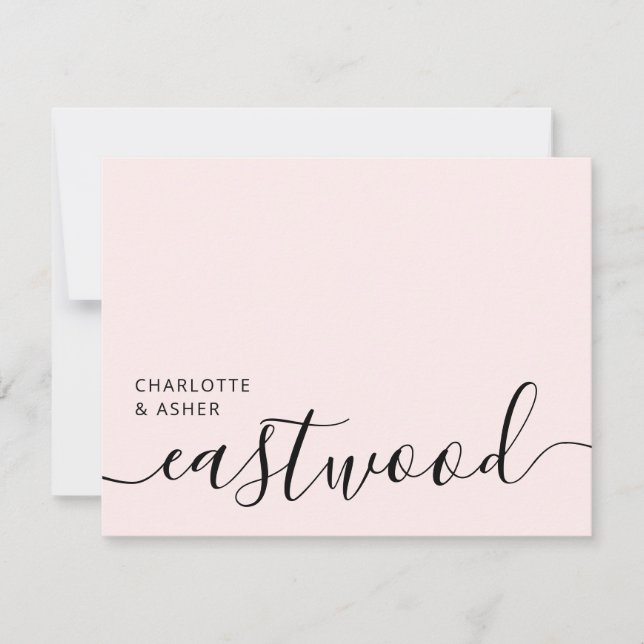 Elegant Monogram Script Blush Pink Card (Front)
