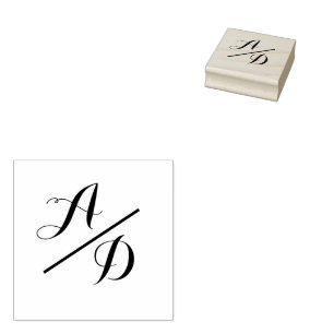 Elegant Monogram Script Bride Groom Wedding Rubber Stamp