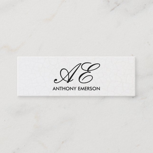 Elegant Monogram Script Contemporary Background Mini Business Card (Front)