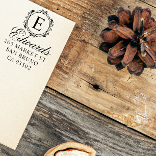 Elegant Monogram Script Family Name Return Address Self-inking Stamp