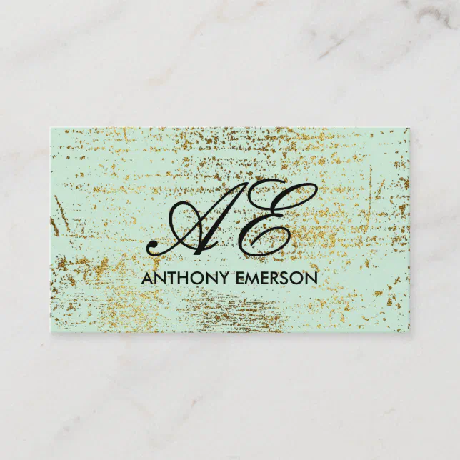 Elegant Monogram Script Gold Grunge Business Card | Zazzle