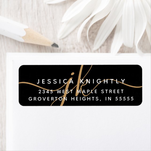 Elegant Monogram Script Initials Black Gold Modern (Insitu)