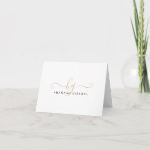 Elegant Monogram Script Initials Gold Minimal Note Card