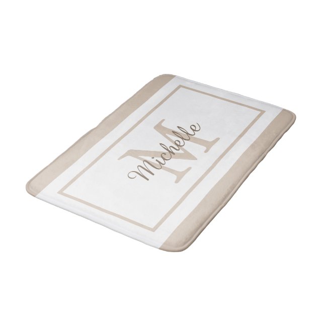 Elegant Monogram Script Name Bath Mat (Angled)
