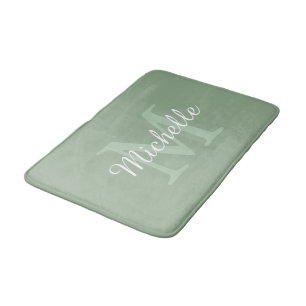 Elegant Monogram Script Name Bath Mat