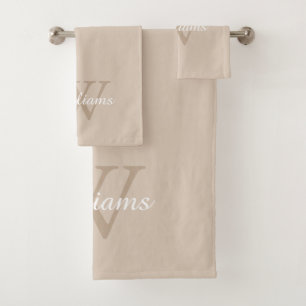 Elegant Monogram Script Name Bath Towel Set