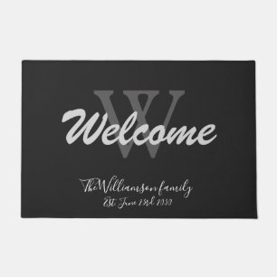 Elegant Monogram Script Name Chic Wedding Welcome Doormat