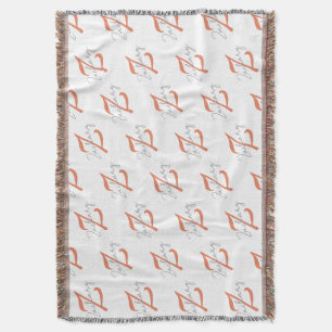 Elegant Monogram Script Name Pattern Throw Blanket