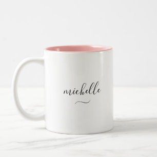 Elegant Monogram Script Name Swash Two-Tone Coffee Mug