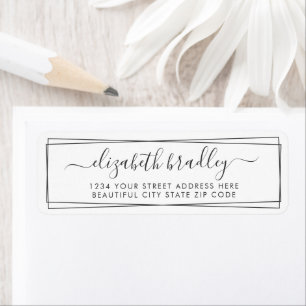 Elegant Monogram Signature Black Border Address