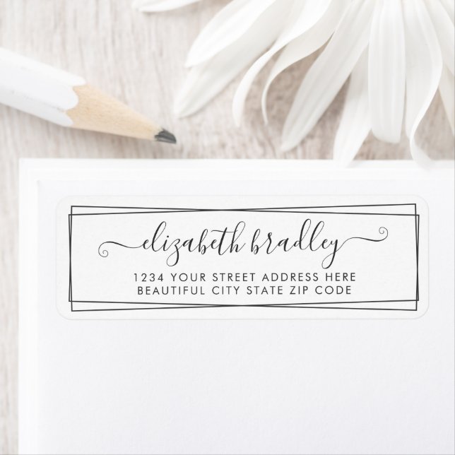Elegant Monogram Signature Black White Address (Insitu)
