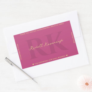 Elegant Monogram Simple Pink Modern  Rectangular Sticker