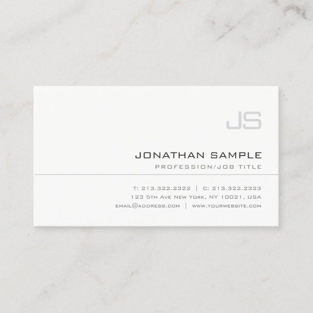 Elegant Monogram Simple Professional Trendy Plain Business Card (Front)