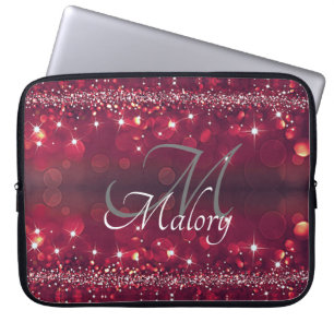 Elegant Monogram Sparkle Personalised Laptop Case