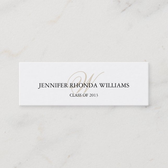 Elegant monogram student graduation name card (Front)