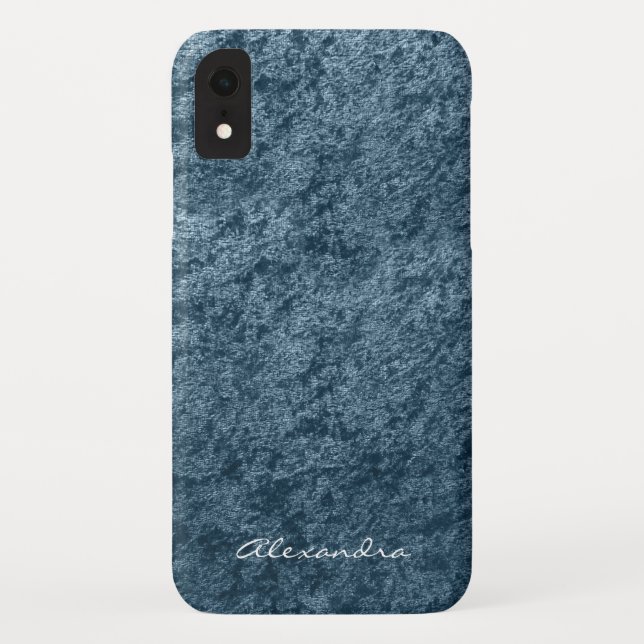Elegant Monogram Teal Aqua Blue Velvet Case-Mate iPhone Case (Back)