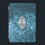Elegant Monogram Teal Glitter and Silver iPad Mini Cover<br><div class="desc">Monogram iPad Cover ready for you to personalise. ✔Note: Not all template areas need changed. 📌If you need further customisation, please click the "Click to Customise further" or "Customise or Edit Design"button and use our design tool to resize, rotate, change text colour, add text and so much more.⭐This Product is...</div>