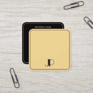 Elegant Monogram Template Luxurious Black And Gold Square Business Card