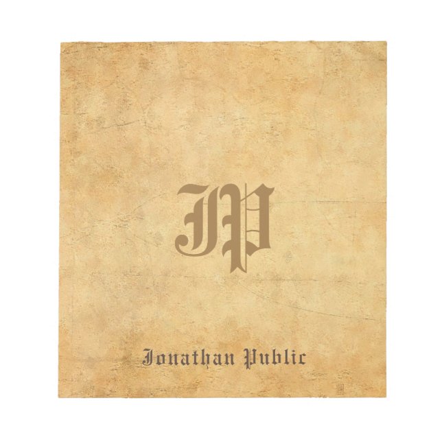 Elegant Monogram Template Vintage Handwritten Notepad (Front)