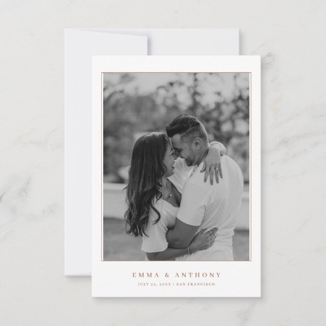 Elegant Monogram Terracota Wedding Save The Date (Front)