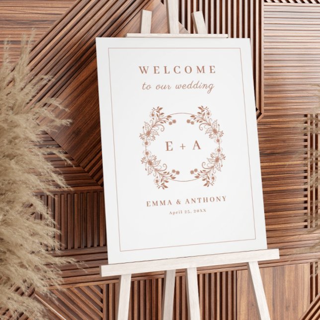 Elegant Monogram Terracota Wedding Welcome Sign (Creator Uploaded)