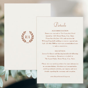Elegant Monogram Terracotta Cream Wedding Enclosure Card
