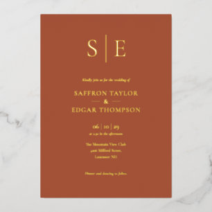 Elegant Monogram Terracotta Wedding Gold