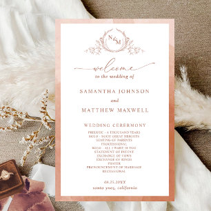 Elegant  Monogram Terracotta Wedding Program