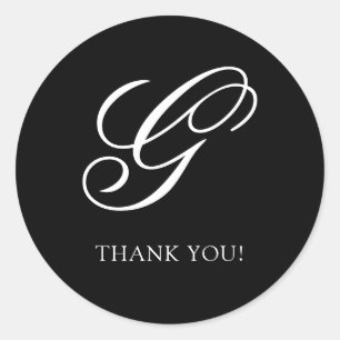Elegant Monogram Thank You Classic Round Sticker